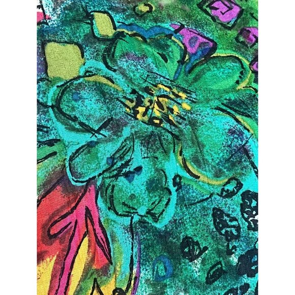 Carole Little Womens 14 Multi Print Tunic Dress Bead Trim & Ruffle Y2K Floral - Picture 11 of 12